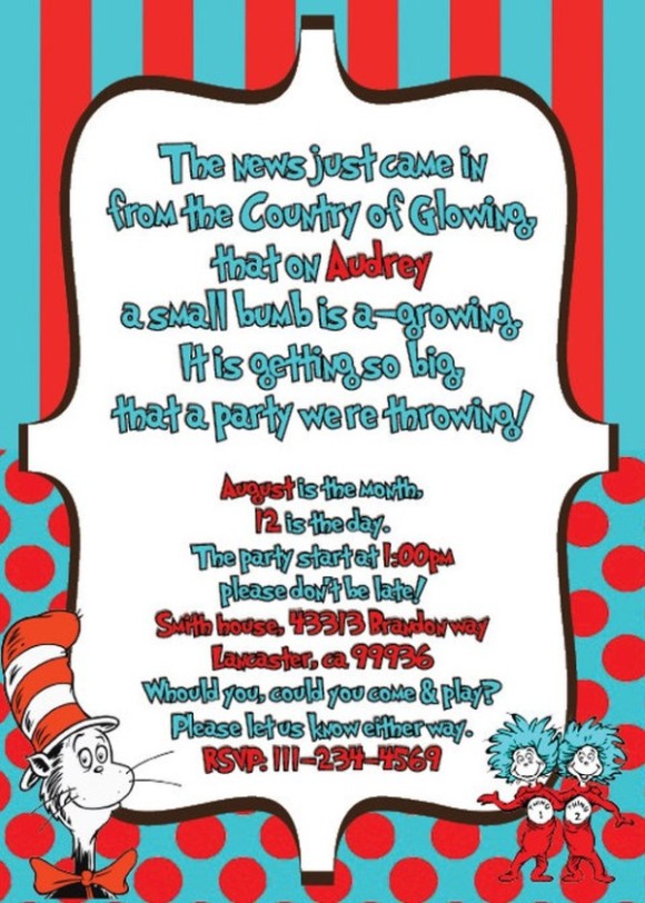 Features of Dr. Seuss Baby Shower Invitations | Invitations Online