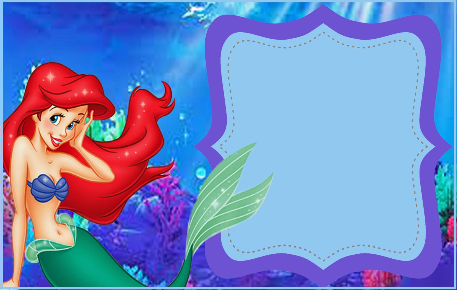 Free Little Mermaid Birthday Invitations Templates 3