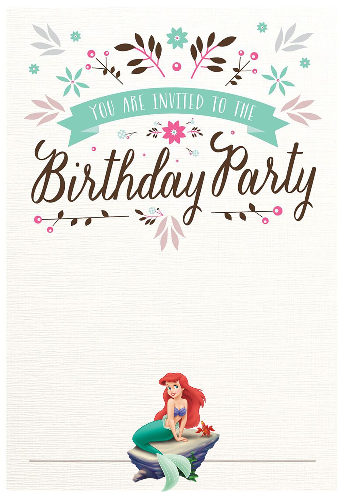 Mermaid Birthday Invitations Free Printable