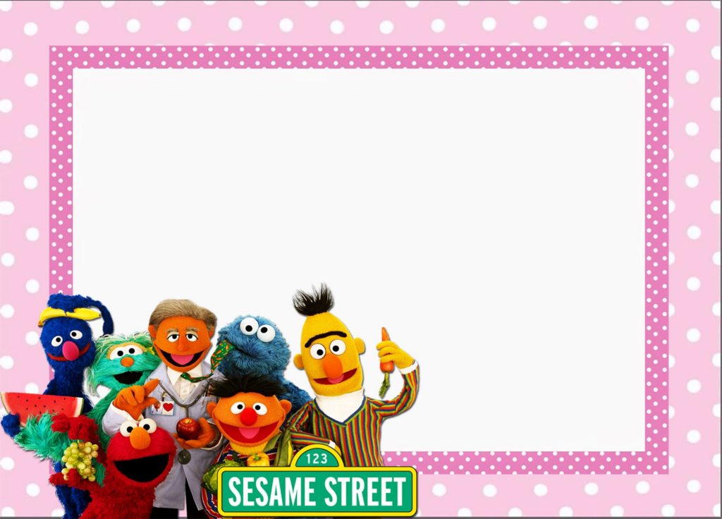 Pink Sesame Street Invitation Card Design Invitations Online